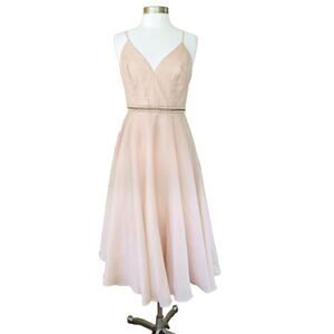 NEW Nicole Miller Sweetheart Midi Fit & Flare Dress Size 6 Ballet Pink Party